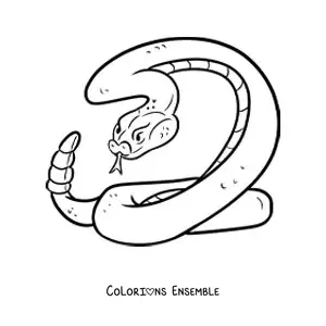 Image à colorier d'un serpent à sonnette