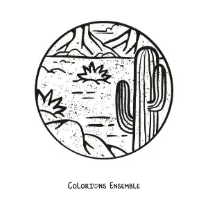Image à colorier d'un cactus dans le désert