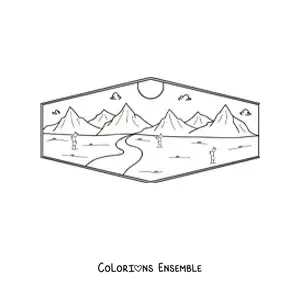 Image à colorier d'un paysage de désert