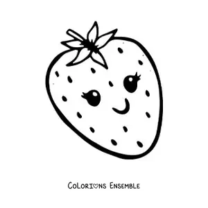 Image à colorier d'une fraise kawaii