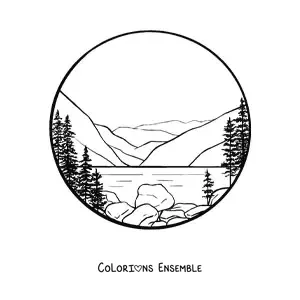 Image à colorier d'un lac