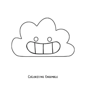 Image à colorier d’un grand nuage de dessin animé qui sourit