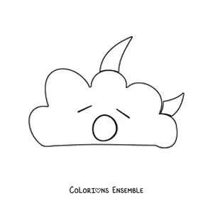 Image à colorier d’un nuage de dessin animé qui bâille avec la lune