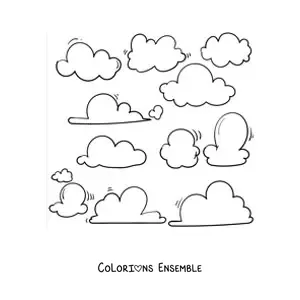Image à colorier de différents nuages