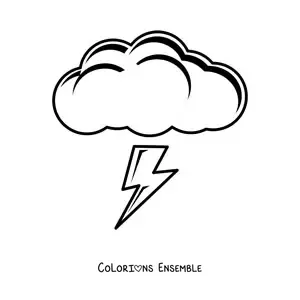 Image à colorier d’un grand nuage avec un éclair