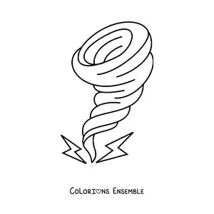 Image à colorier d’un ouragan avec 2 éclairs