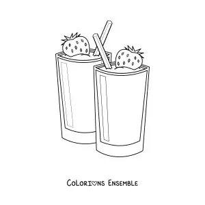Image à colorier de deux milkshakes à la fraise