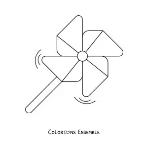Image à colorier d’un moulinet à vent qui tourne