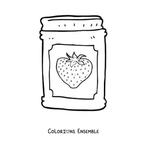 Image à colorier d'un pot de confiture de fraise