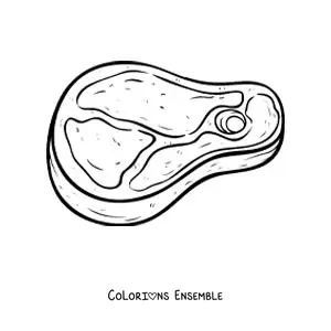Image à colorier d’un steak de viande rouge crue