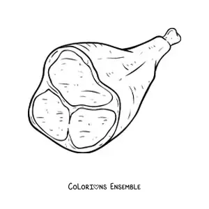 Image à colorier d’un morceau de viande de bœuf