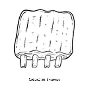 Image à colorier de côtes de porc