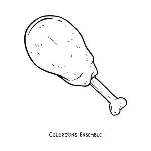 Image à colorier d’une cuisse de poulet
