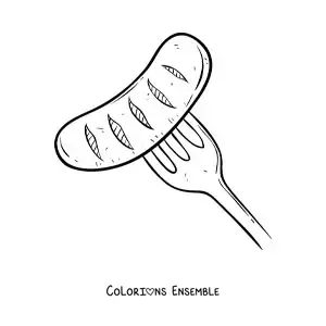 Image à colorier d’une saucisse grillée