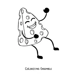 Image à colorier d’un morceau de fromage de dessin animé