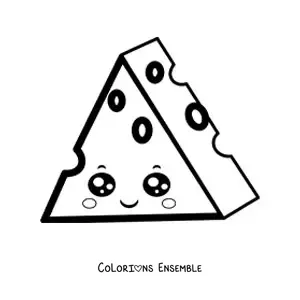 Image à colorier d’un morceau de fromage kawaii