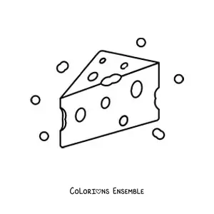Image à colorier d’un fromage de type gruyère