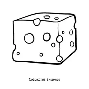 Image à colorier d’un fromage de type cheddar