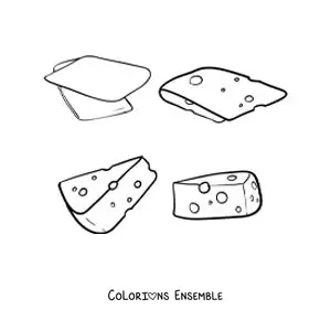 Image à colorier de plusieurs fromages