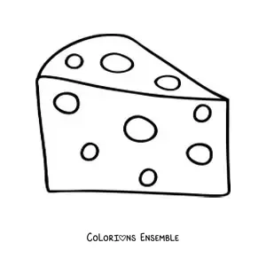 Image à colorier d’un morceau de fromage jaune