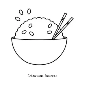 Image à colorier d’une assiette de riz