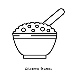 Image à colorier d’un bol de céréales avec du lait