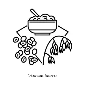 Image à colorier de plusieurs types de céréales