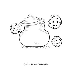 Image à colorier de biscuits aux pépites de chocolat
