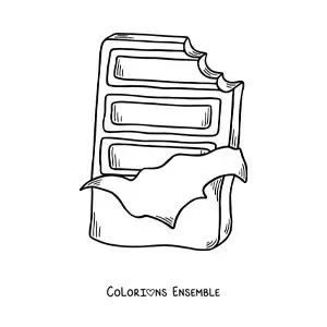 Image à colorier d'une barre de chocolat croquée