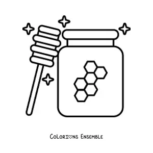 Image à colorier d'un pot de miel