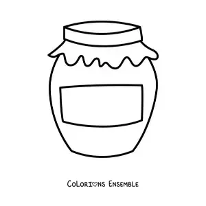 Image à colorier d'un pot de miel avec une étiquette