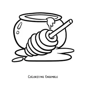 Image à colorier d'un récipient rempli de miel