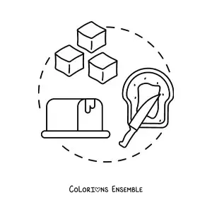 Image à colorier de différentes sortes de beurre