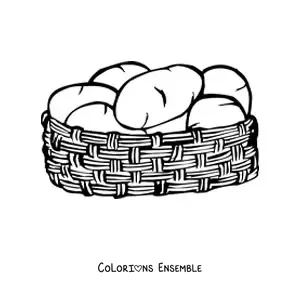 Image à colorier d'un panier rempli de pommes de terre