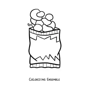 Image à colorier d'un sachet de chips de pomme de terre