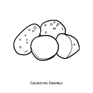 Image à colorier de trois pommes de terre coupées