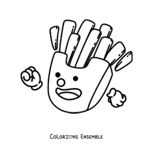 Image à colorier d'un dessin de frites animées