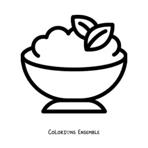 Image à colorier d'une assiette de purée de pommes de terre