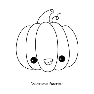 Image à colorier d'une citrouille kawaii toute joyeuse