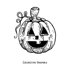 Image à colorier d'une citrouille avec un visage sculpté