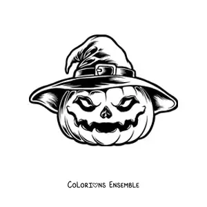 Image à colorier d'une citrouille qui fait peur