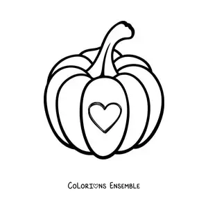 Image à colorier d'une citrouille avec un cœur sculpté