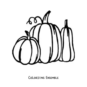 Image à colorier de trois citrouilles