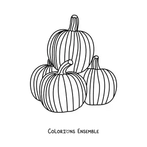 Image à colorier de plusieurs petites citrouilles