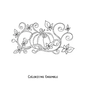 Image à colorier d'un champ de citrouilles