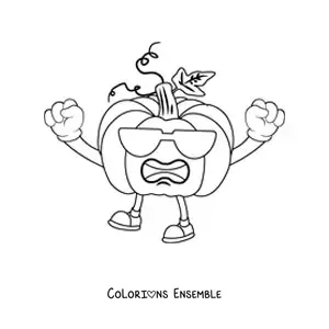 Image à colorier d'une citrouille animée