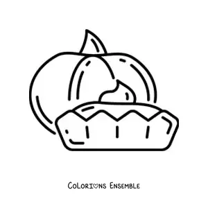 Image à colorier d'une tarte à la citrouille