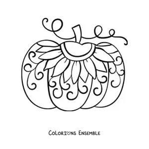 Image à colorier d'une citrouille à motif de tournesol