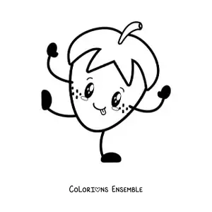 Image à colorier d'une fraise rigolote qui tire la langue