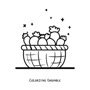 Image à colorier d'un panier rempli de carottes